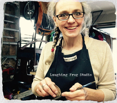 Jen at Laughing Frog Studio - maker of handcrafted upcycled silverware jewelry