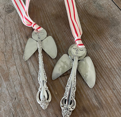Artisan Angel Upcycled Silverware Ornament - SHELLY - #5339