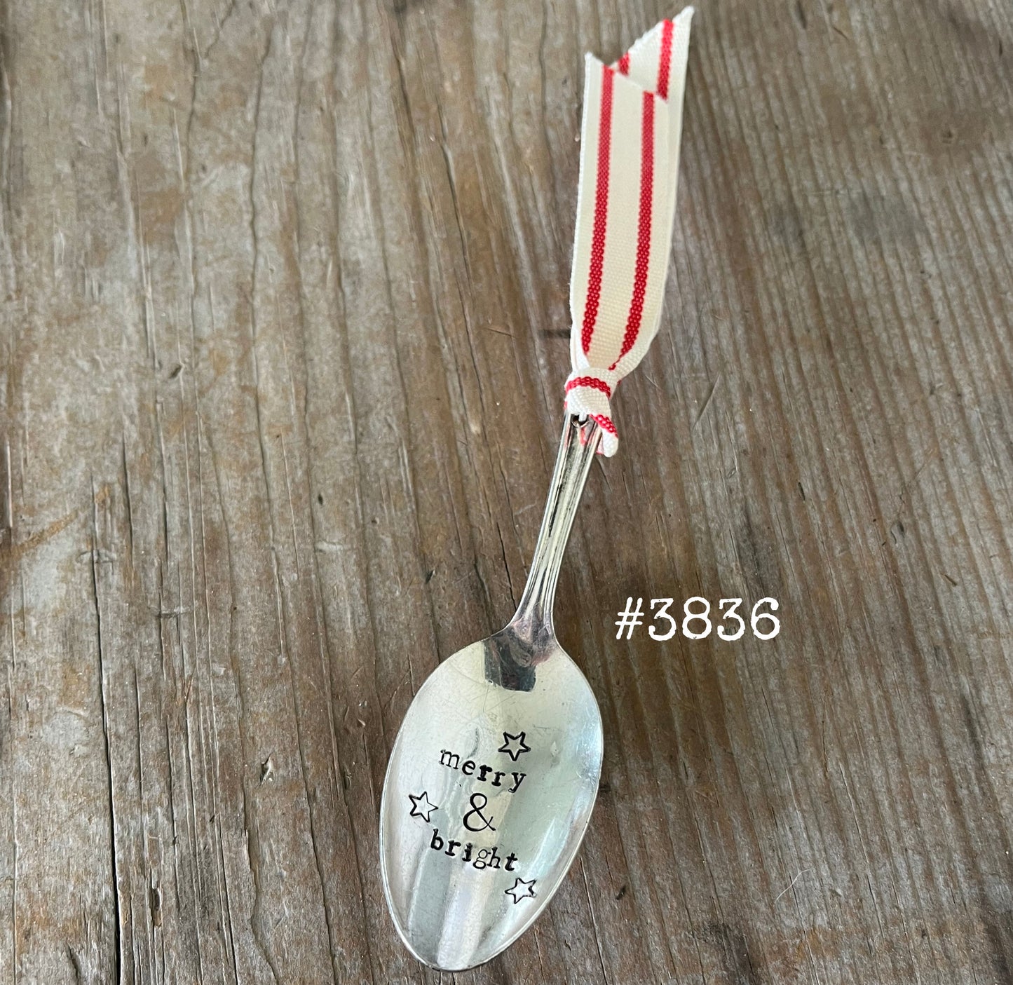 Stamped Spoon Ornament - MERRY & BRIGHT
