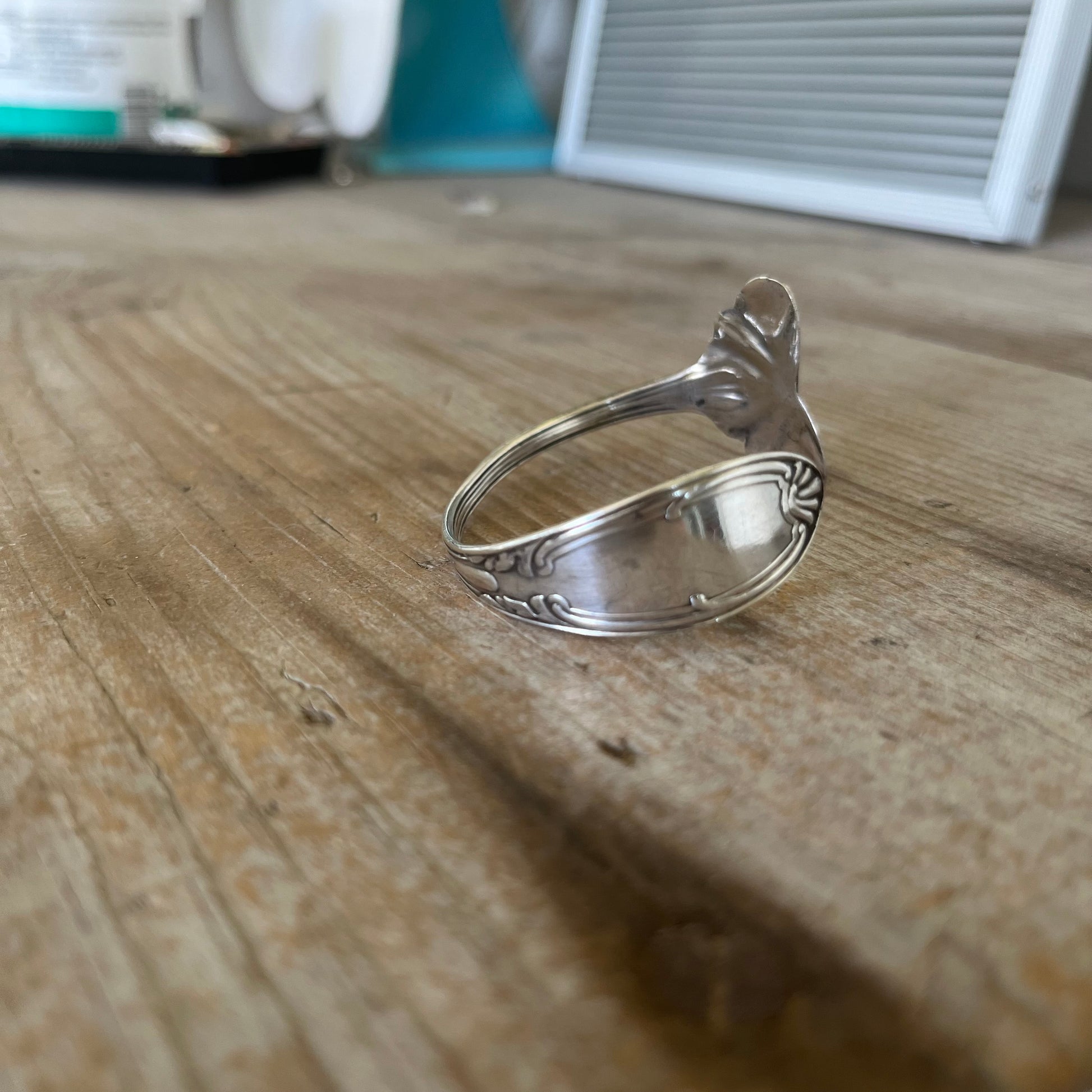 Spoon Cuff Bracelet from Rogers & Hamilton Tudor pattern with Art Nouveau botanical design