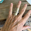 AFFECTION full spoon ring worn on finger displaying size and fit of upcycled baby spoon ring