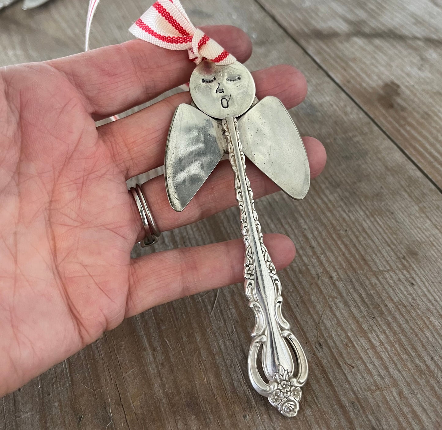 Artisan Angel Upcycled Silverware Ornament - SHELLY - #5339