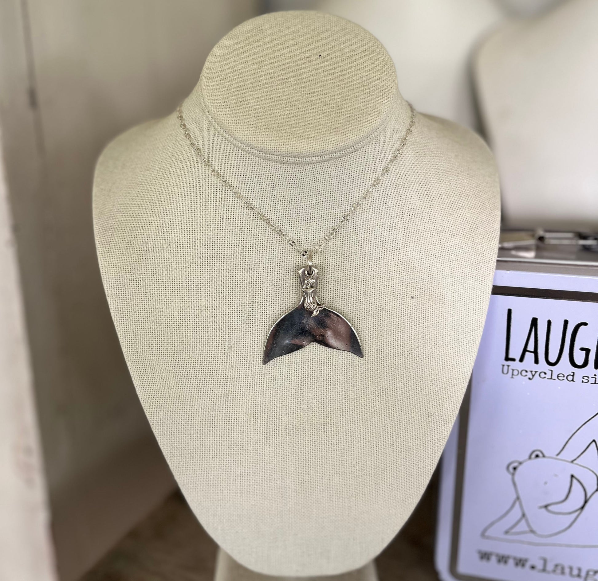 upcycled spoon necklace whale mermaid tail