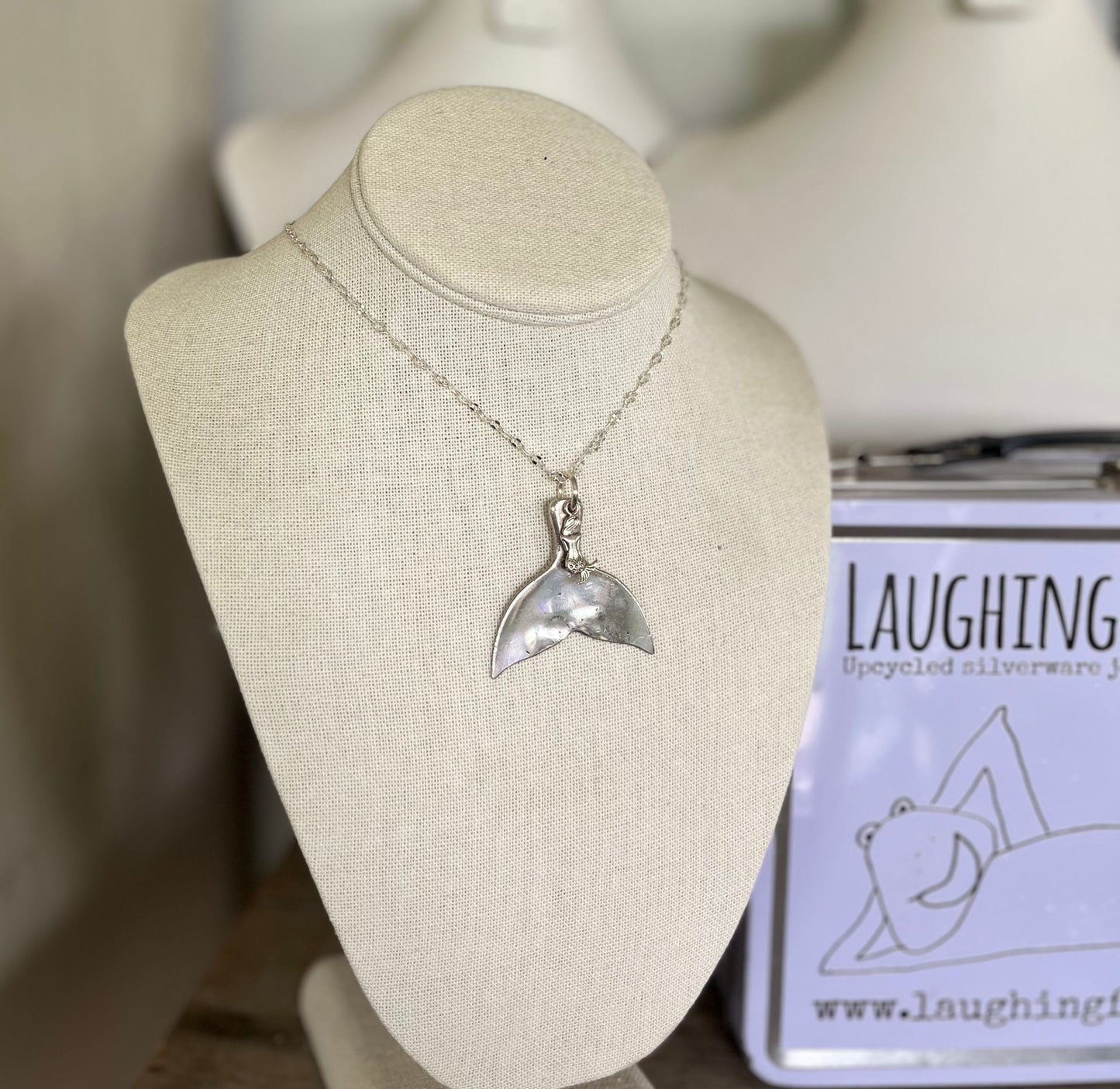 Spoon Mermaid Whale Tail Necklace with Mermaid Charm