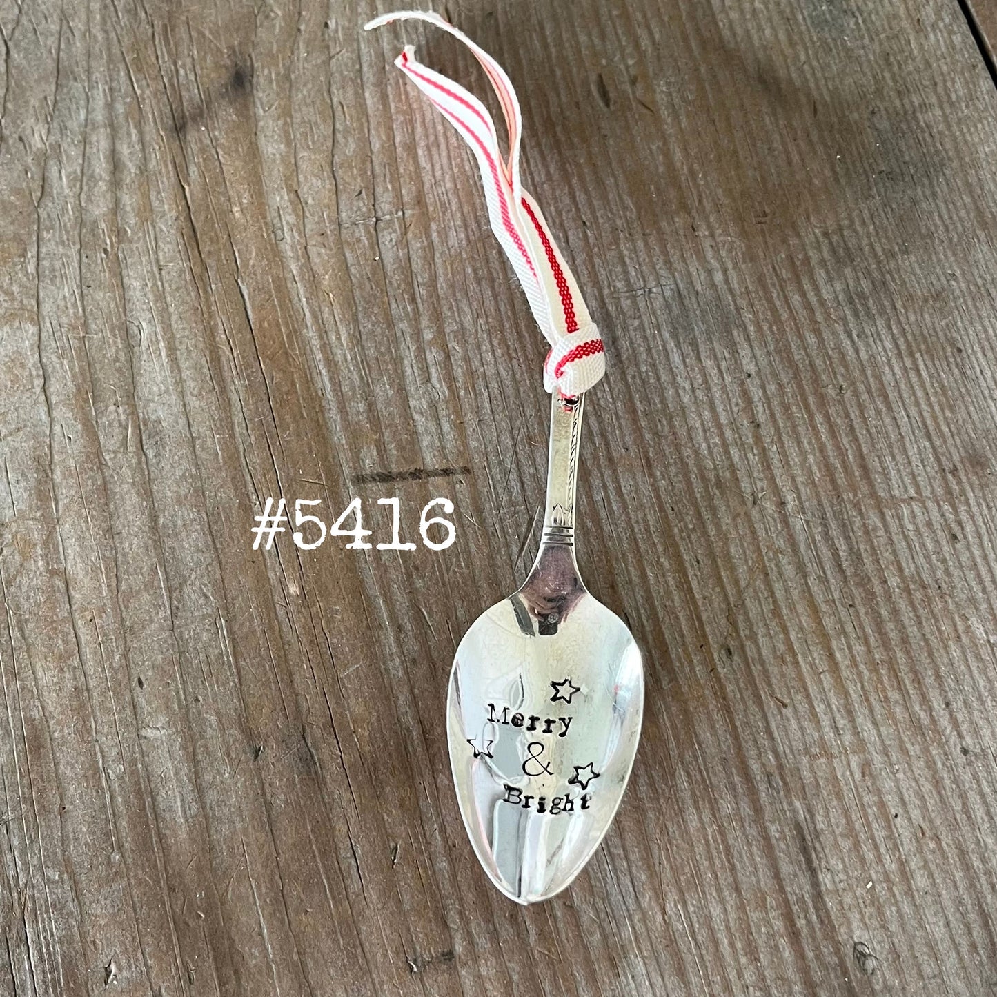 Stamped Spoon Ornament - MERRY & BRIGHT