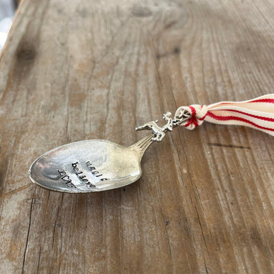 Stamped Spoon Ornament - MAGIC BELIEVE LOVE with Reindeer - #5431