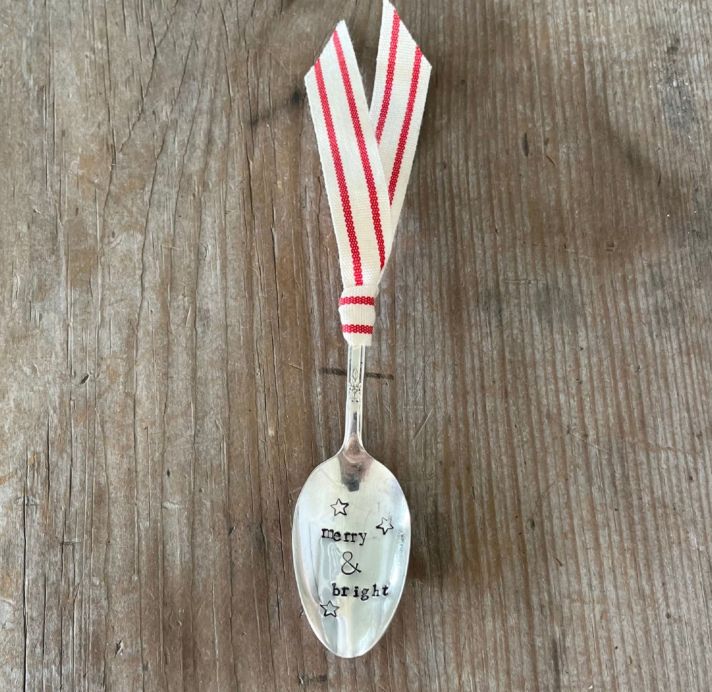 Stamped Spoon Ornament - MERRY & BRIGHT