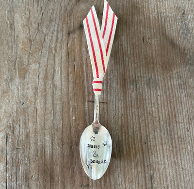 Stamped Spoon Ornament - MERRY & BRIGHT