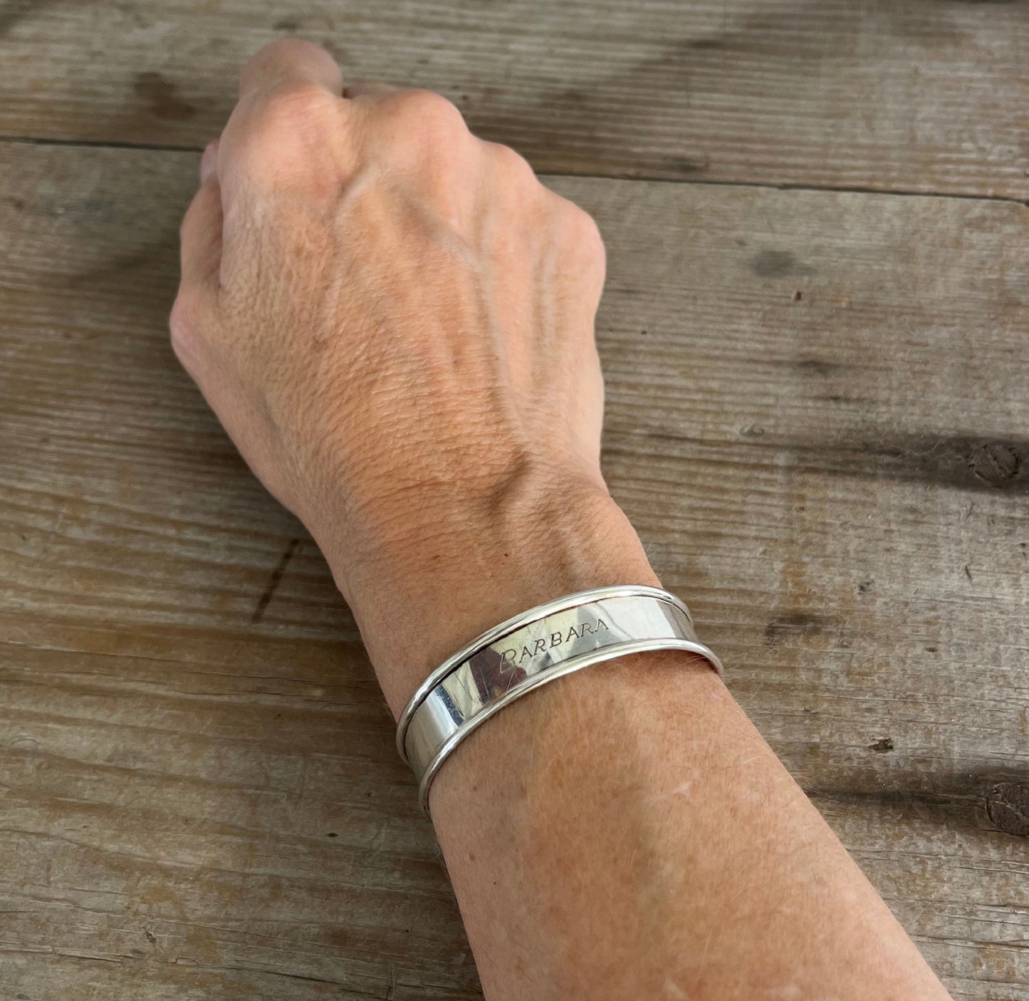 Sterling Napkin Ring Cuff Bracelet - GORHAM - BARBARA