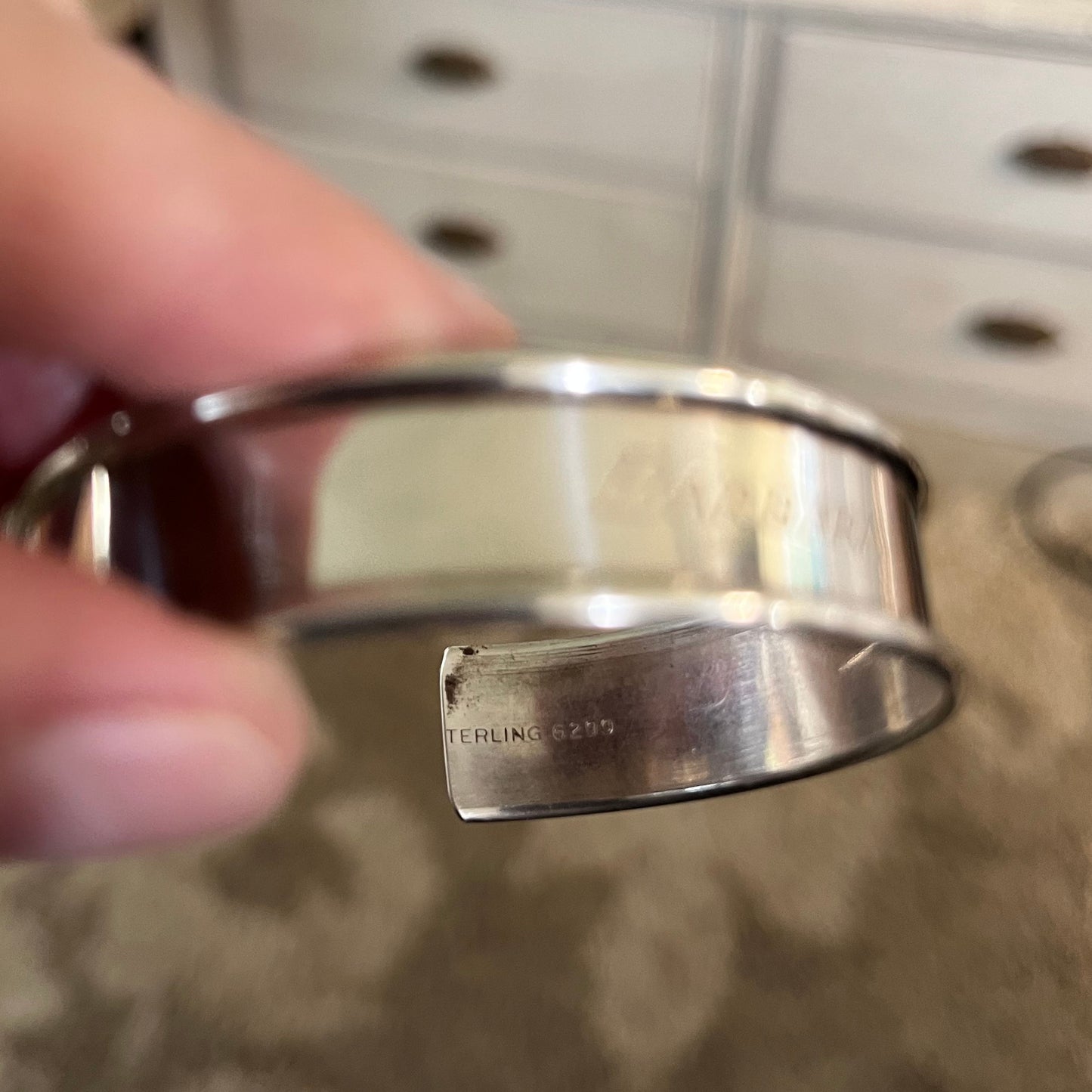 Sterling Napkin Ring Cuff Bracelet - GORHAM - BARBARA