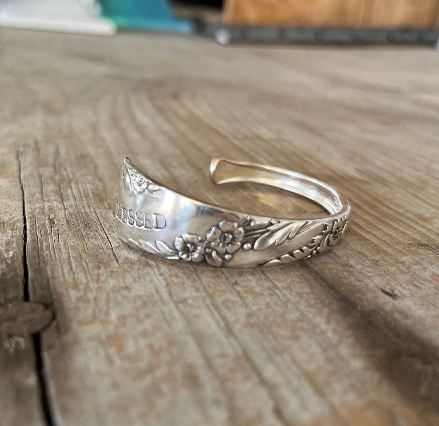 Spoon Cuff Bracelet - BLESSED - Bridal Wreath - #5589