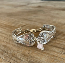 UPcycled spoon handle bracelet with pink bead