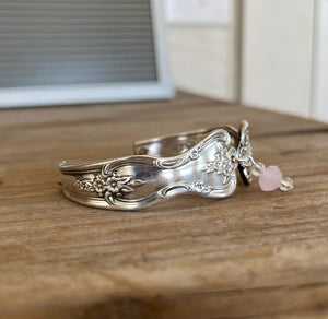 Side view of handmade spoon bracelet from vintage spoon handle