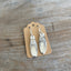 ETERNALLY YOURS pattern spoon earrings on display card - Spoon Earrings - handcrafted from upcycled vintage silverware - Laughing Frog Studio