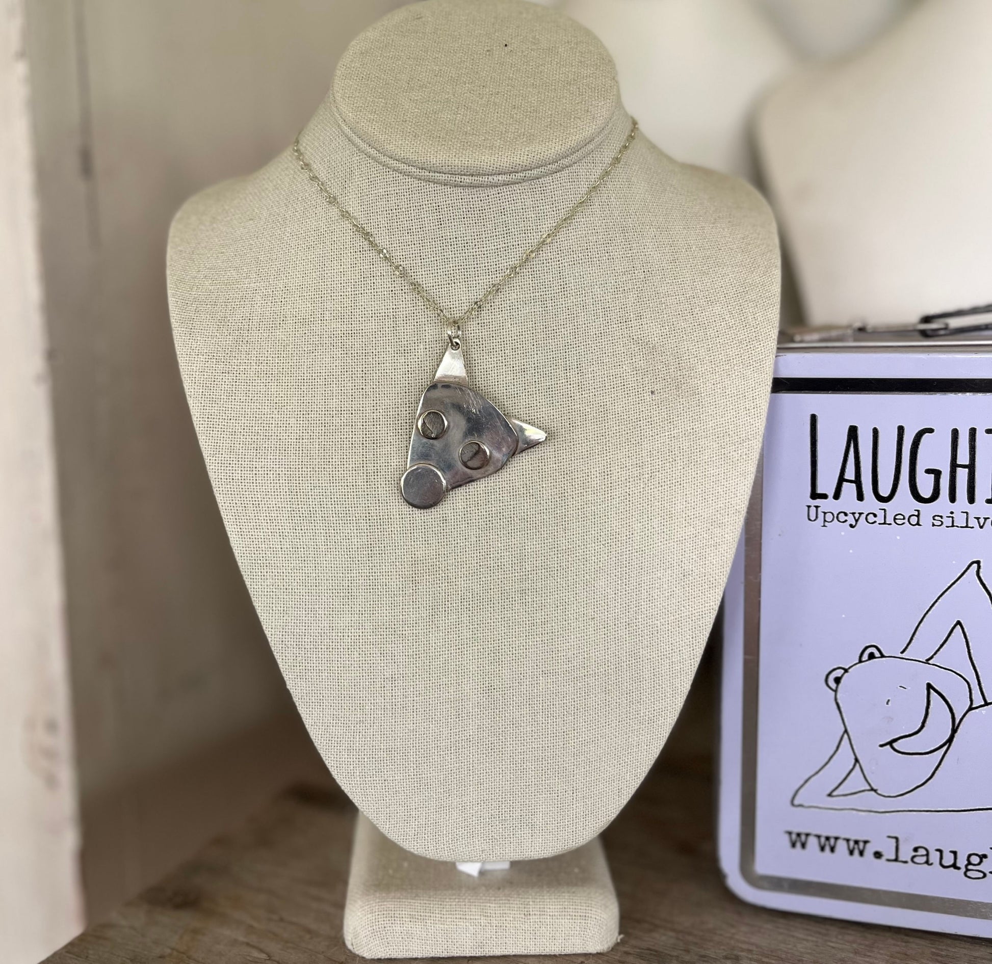 Upcycled vintage silverplate spoon puppy pendant necklace, handcrafted dog memorial jewelry gift for pet lovers