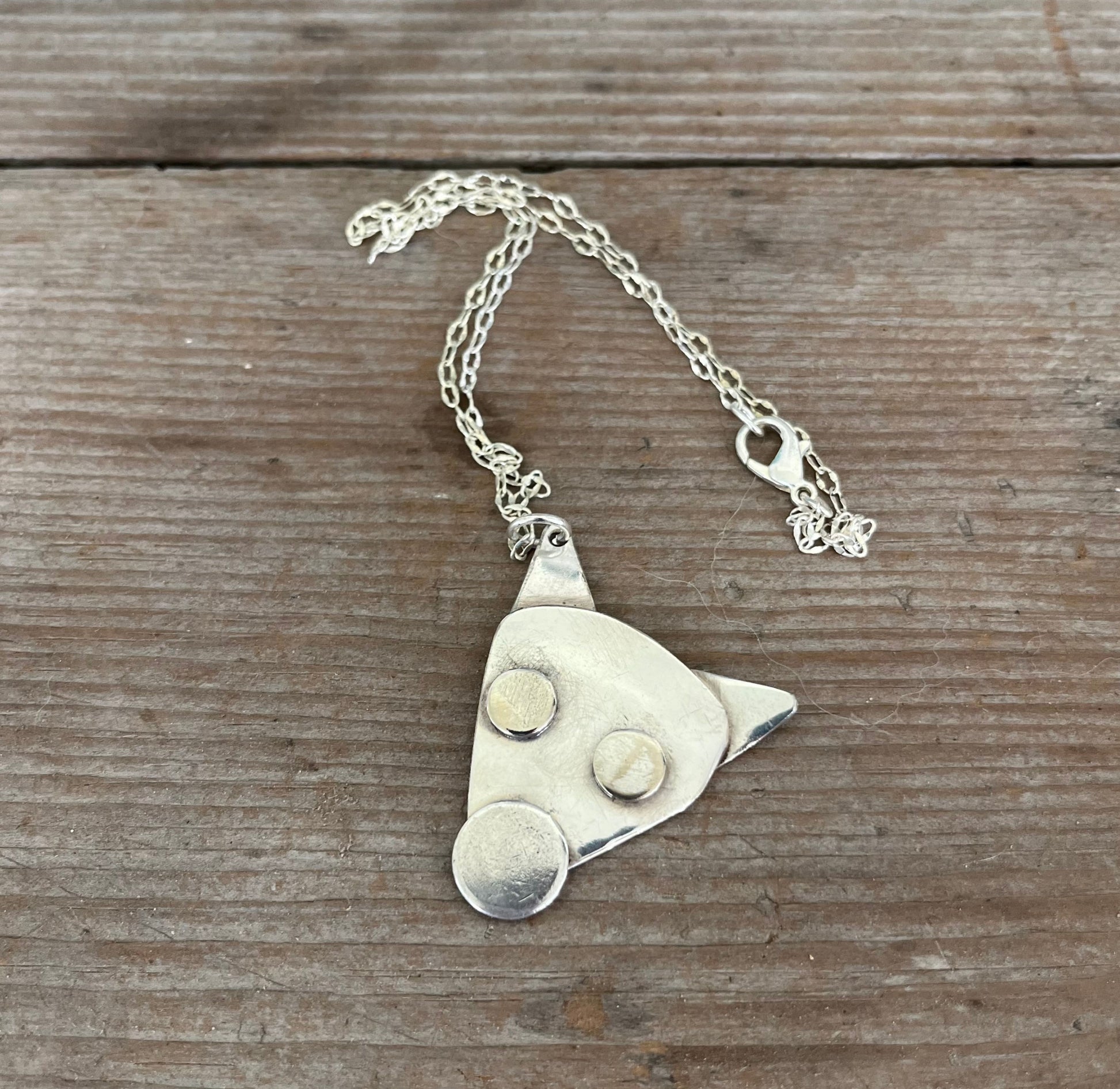Mojo spoon puppy head pendant necklace handcrafted from upcycled vintage silverplate spoon bowls, memorial dog lover jewelry 