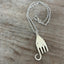 Handcrafted fork elephant necklace with unique "hip replacement" scar detail on chunky silverplate chain, one-of-a-kind design