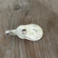 Vintage Vision pattern spoon guitar money clip with sound hole cutout - front view of contoured shape