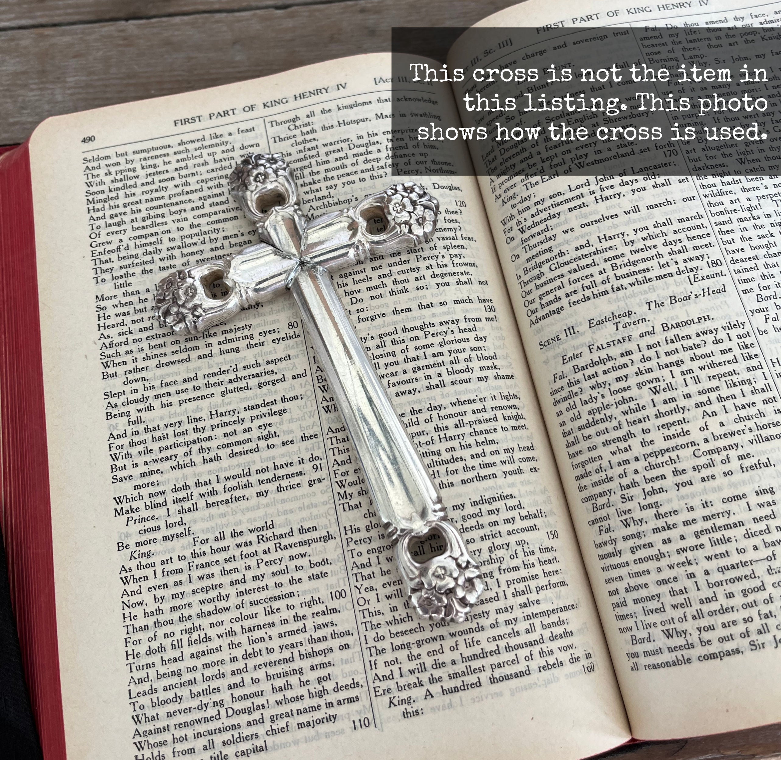 Knife cross bible page weight holding open book pages - handcrafted upcycled Eternally Yours silverware bookmark