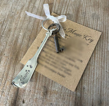 Handstamped Key Chain "Santa's Magic Key" with antique skeleton key and cute holiday tradition poem card.