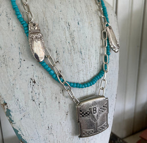 Buckles & Bits Necklace | 1920s Belt Buckle & Silverware Bits #5667