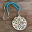 Handcrafted upcycled silverware lariat necklace with vintage tomato server pendant and turquoise magnesite beads - premium artisan jewelry