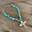 Spoon Cross Pendant on Chunky Turquoise Howlite Choker Necklace - CAPRICE - #5693