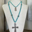 Turquoise Glass Bead Choker with Spoon Pendant FORTUNE - #5703