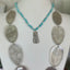 Turquoise Glass Bead Choker with Spoon Pendant FORTUNE - #5703