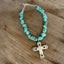 Spoon Cross Pendant on Chunky Turquoise Howlite Choker - ETERNALLY YOURS - #5708