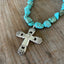 Spoon Cross Pendant on Chunky Turquoise Howlite Choker - ETERNALLY YOURS - #5708