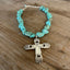Spoon Cross Pendant on Chunky Turquoise Howlite Choker - ETERNALLY YOURS - #5708