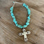 Spoon Cross Pendant on Chunky Turquoise Howlite Choker - ETERNALLY YOURS - #5708