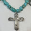Spoon Cross Pendant on Chunky Turquoise Howlite Choker - ETERNALLY YOURS - #5708