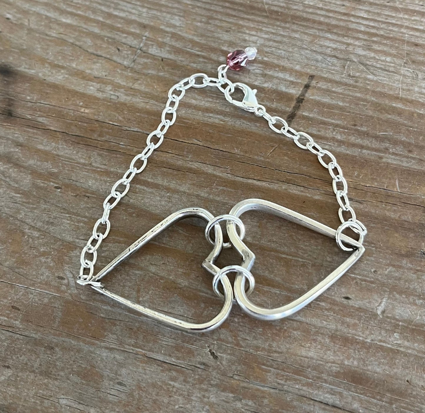 Handcrafted fork tine heart relationship bracelet - premium upcycled vintage silverware artisan jewelry gift