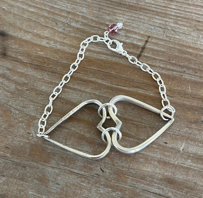 Handcrafted fork tine heart relationship bracelet - premium upcycled vintage silverware artisan jewelry gift