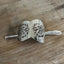 Silverplate half-moon hair barrette with unique detailed filigree design - handcrafted from upcycled vintage silverware - Laughing Frog Studio