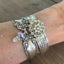 Premium handcrafted Queen Bess spoon link bracelet shown on wrist - unique upcycled silverware jewelry