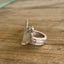Heart spoon ring showing scrap-bin shank and International Silver Victorian Rose pattern from 1954