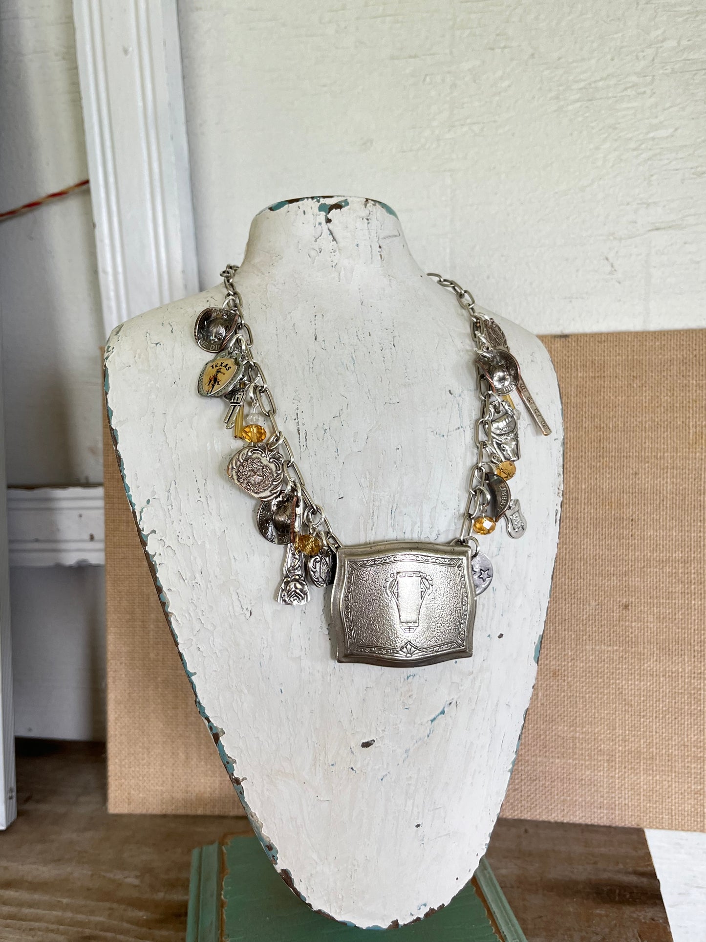 Texas Pride statement necklace - one-of-a-kind vintage spoon charm jewelry