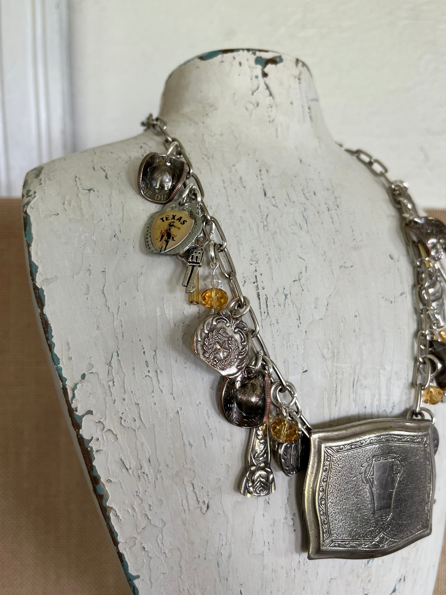 Handcrafted Texas charm necklace - eco-friendly upcycled silverware gift