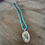 Texas Pride silverplate spoon pendant necklace with turquoise glass beads, 20-inch length - silverware pendant necklace - handcrafted from upcycled vintage silverware - Laughing Frog Studio