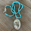 Texas Pride spoon pendant necklace with vintage Texas map silverplate and turquoise beads - silverware pendant necklace - handcrafted from upcycled vintage silverware - Laughing Frog Studio