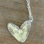 Close up of pendant on Cranford Sherwood silverplate heart necklace pendant - handcrafted from upcycled vintage silverware - Laughing Frog Studio