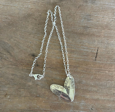 Cranford Sherwood silverplate heart necklace pendant - handcrafted from upcycled vintage silverware - Laughing Frog Studio