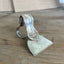 Profile of Arbutus pattern ergonomic heart handle cheese knife - Ergonomic Heart Handle Cheese Knife - handcrafted from upcycled vintage silverware - Laughing Frog Studio