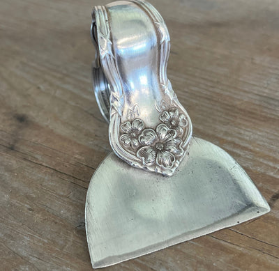 Arbutus pattern ergonomic heart handle cheese knife - Ergonomic Heart Handle Cheese Knife - handcrafted from upcycled vintage silverware - Laughing Frog Studio