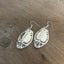 Close-up detail of Silver Fashion pattern spoon handle 2.25" drop earrings - spoon earrings - handcrafted from upcycled vintage silverware - Laughing Frog Studio