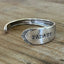 Close up of hand-stamping on Devonshire/Mary Lou BADASS hand-stamped spoon cuff bracelet - upcycled vintage silverware - Laughing Frog Studio