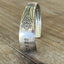 Standing view of Devonshire/Mary Lou BADASS hand-stamped spoon cuff bracelet - upcycled vintage silverware - Laughing Frog Studio